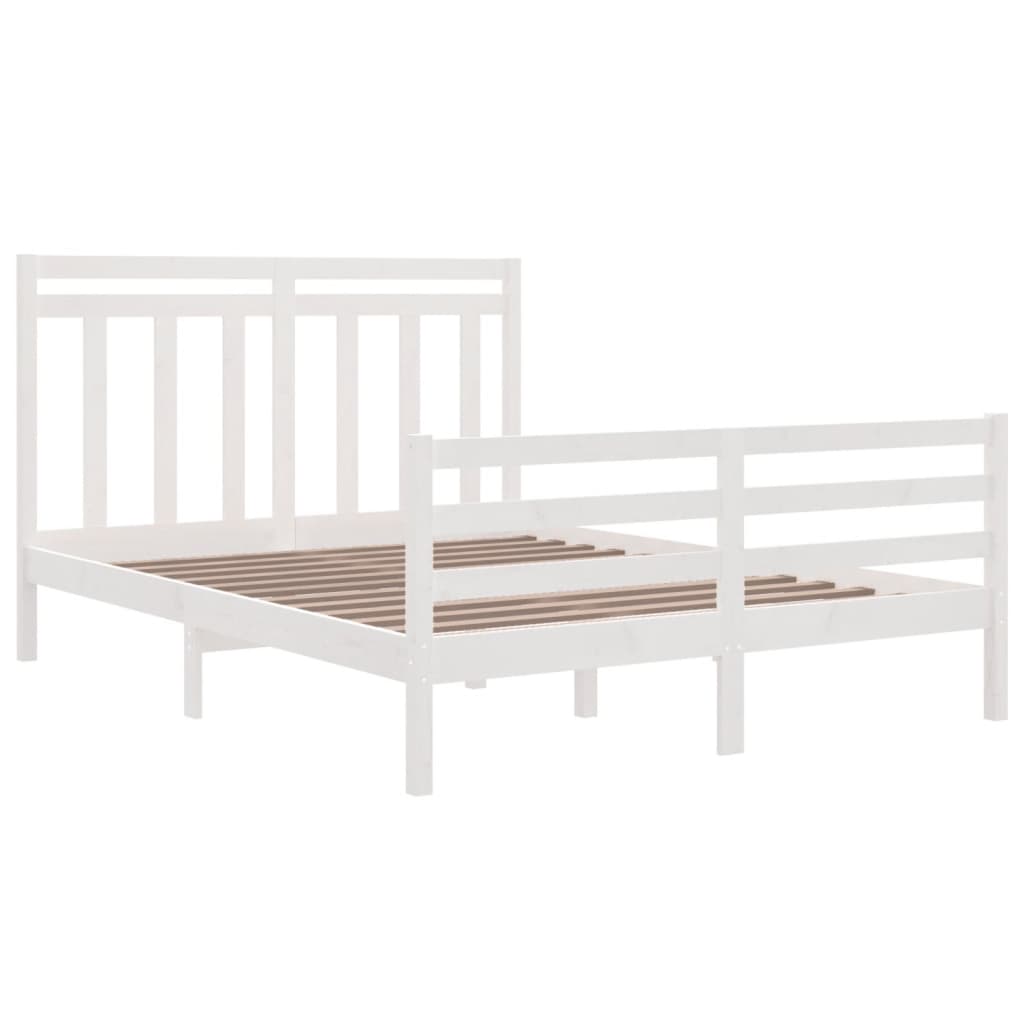 Cadre de lit sans matelas blanc 150x200 cm bois massif