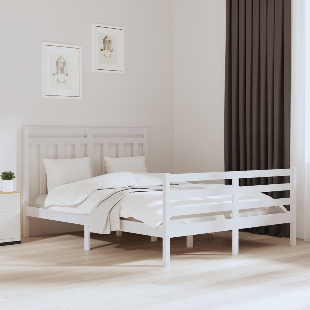 Cadre de lit sans matelas blanc 150x200 cm bois massif