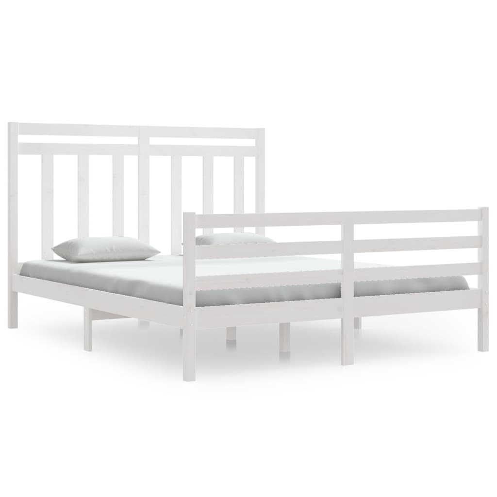 Cadre de lit sans matelas blanc 160x200 cm bois massif