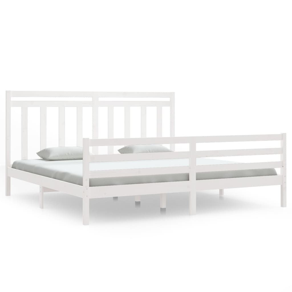 Cadre de lit sans matelas blanc 200x200 cm bois massif