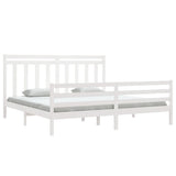 Cadre de lit sans matelas blanc 200x200 cm bois massif