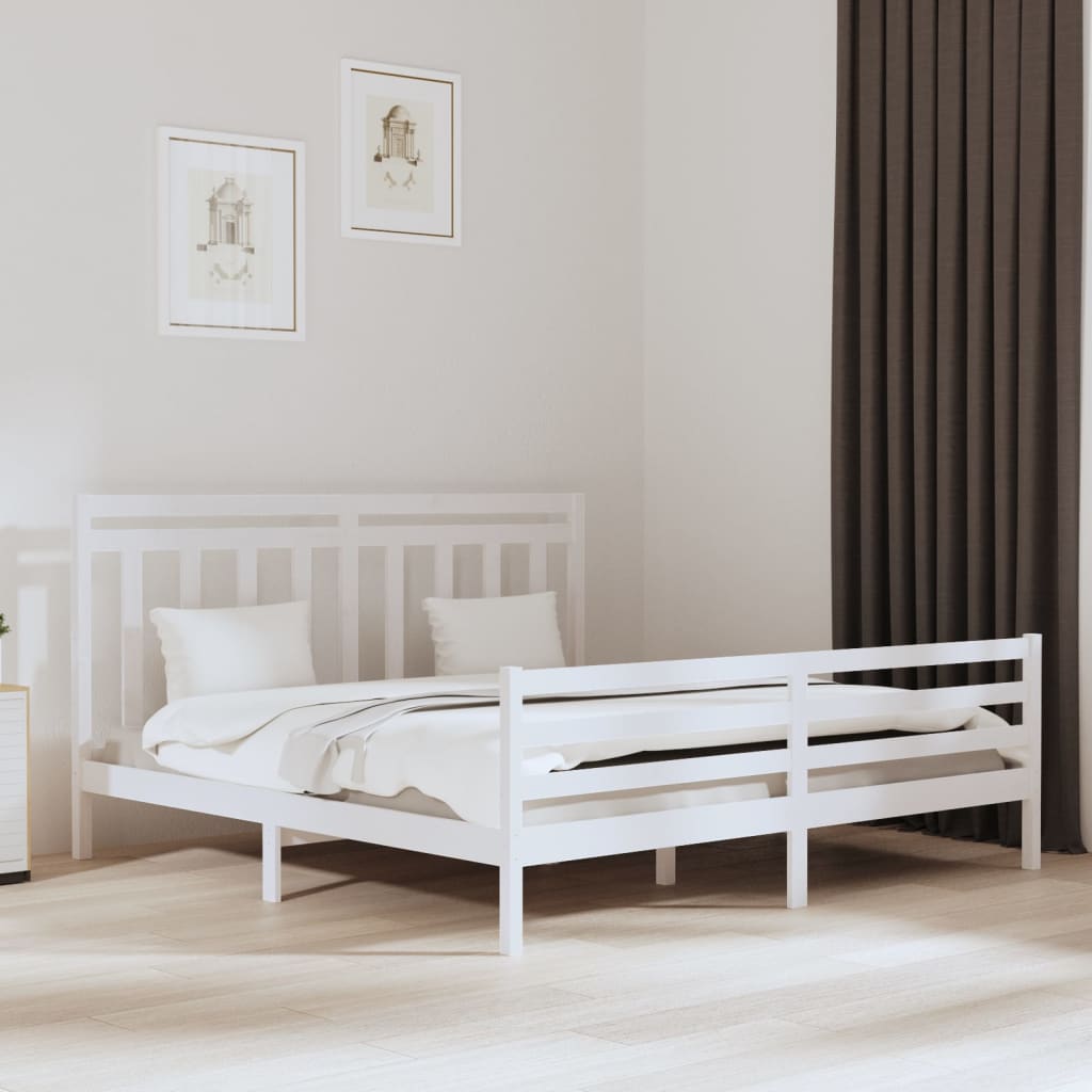 Cadre de lit sans matelas blanc 200x200 cm bois massif