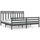 Cadre de lit sans matelas gris 200x200 cm bois massif