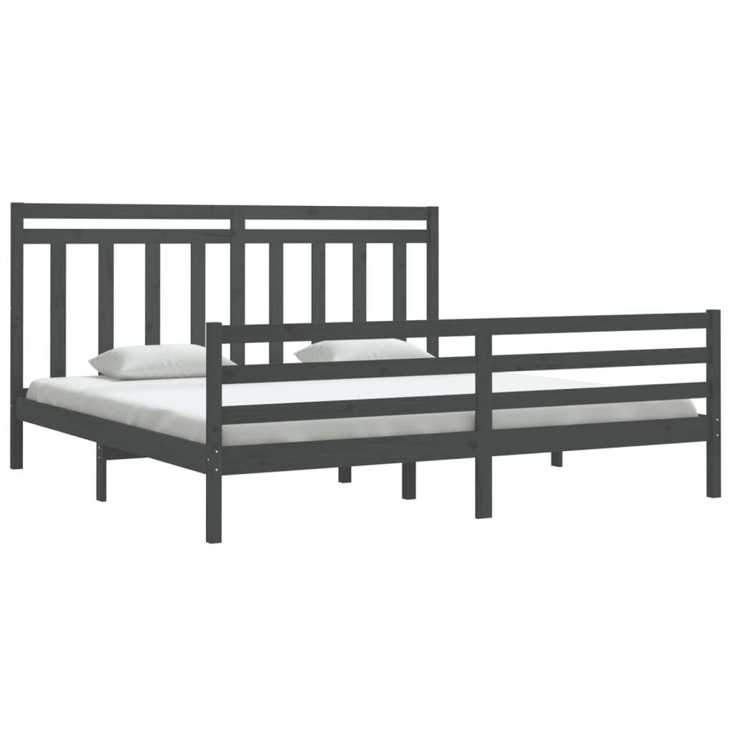 Cadre de lit sans matelas gris 200x200 cm bois massif