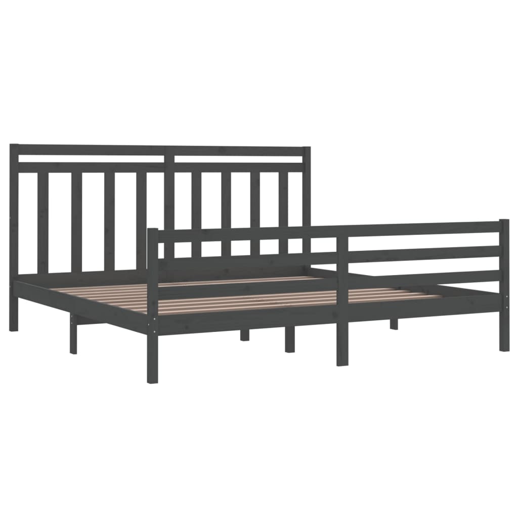 Cadre de lit sans matelas gris 200x200 cm bois massif