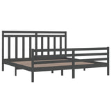 Cadre de lit sans matelas gris 200x200 cm bois massif