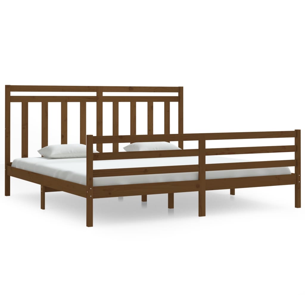 Cadre de lit sans matelas marron miel 200x200 cm bois massif