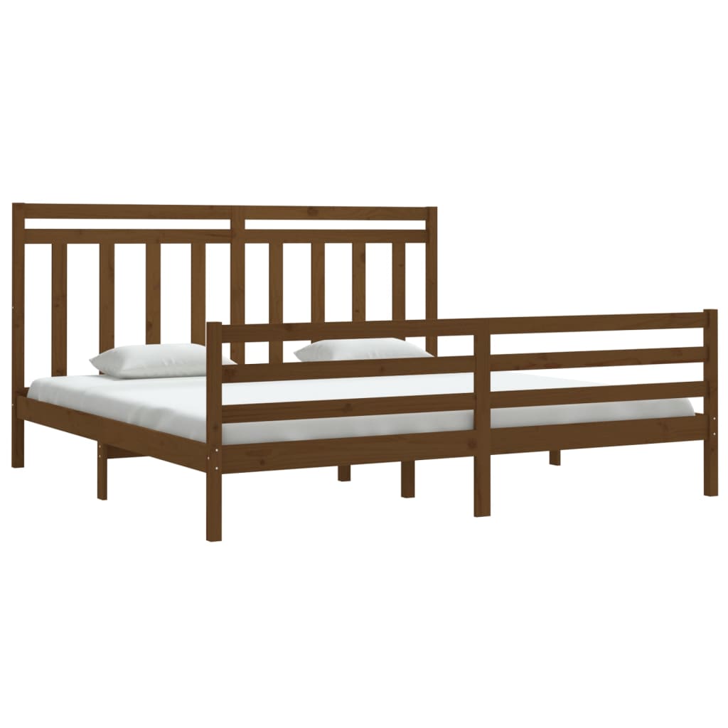 Cadre de lit sans matelas marron miel 200x200 cm bois massif