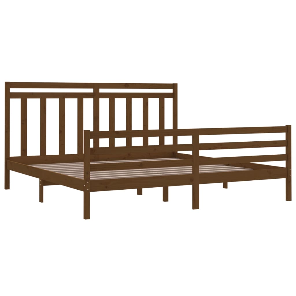 Cadre de lit sans matelas marron miel 200x200 cm bois massif