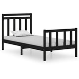 Cadre de lit sans matelas noir 90x190 cm bois massif