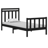 Cadre de lit sans matelas noir 90x190 cm bois massif