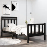 Cadre de lit sans matelas noir 90x190 cm bois massif