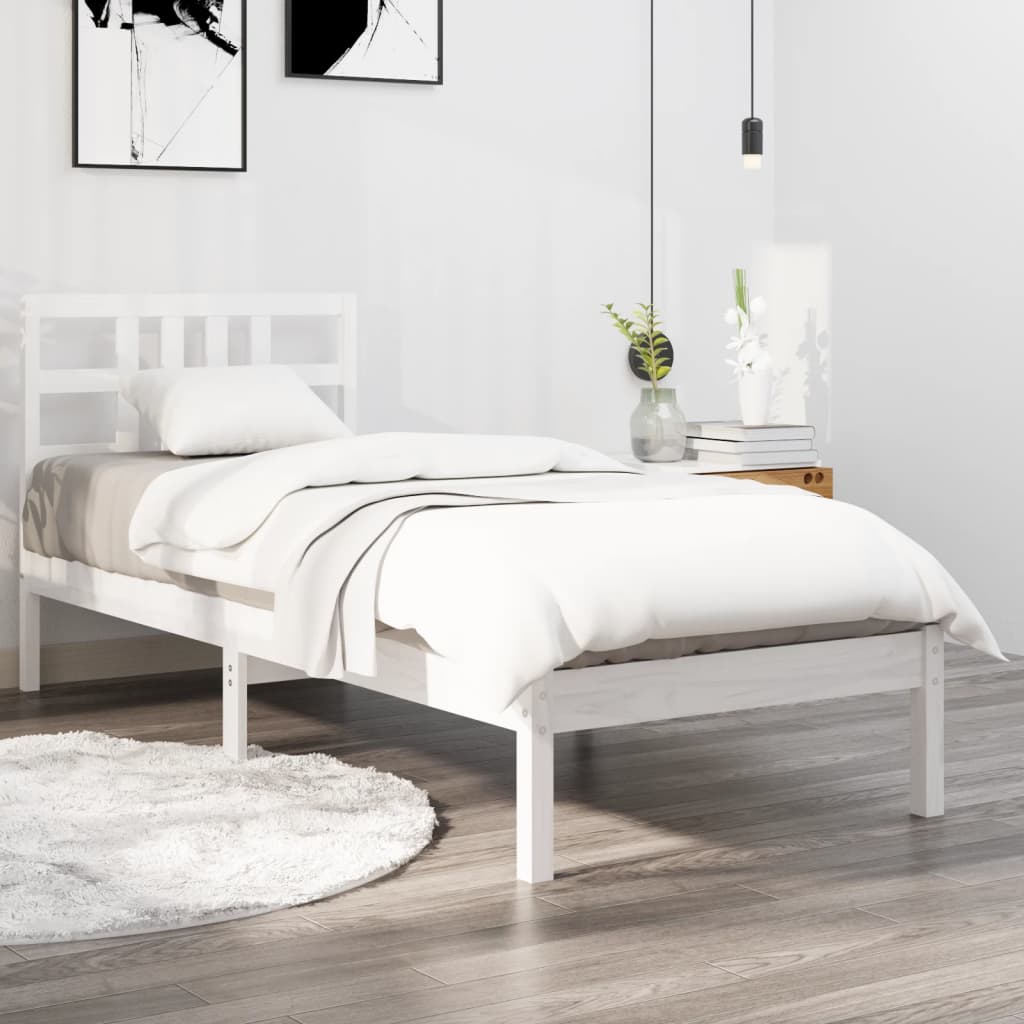 Cadre de lit sans matelas blanc 90x190 cm bois massif