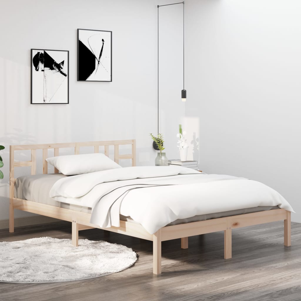 Cadre de lit sans matelas 135x190 cm bois massif