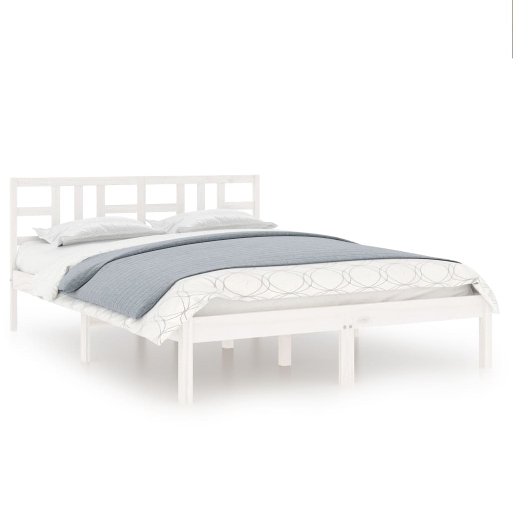 Cadre de lit sans matelas blanc 135x190 cm bois massif