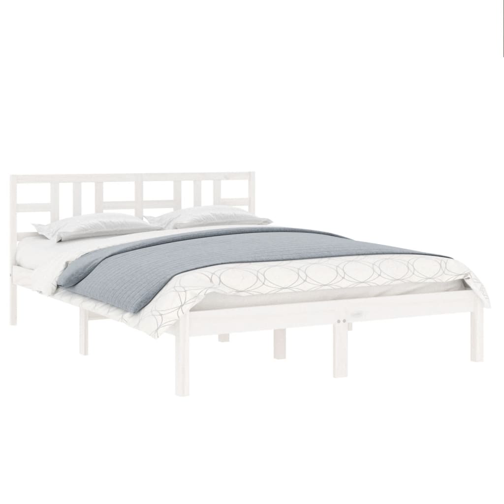 Cadre de lit sans matelas blanc 135x190 cm bois massif