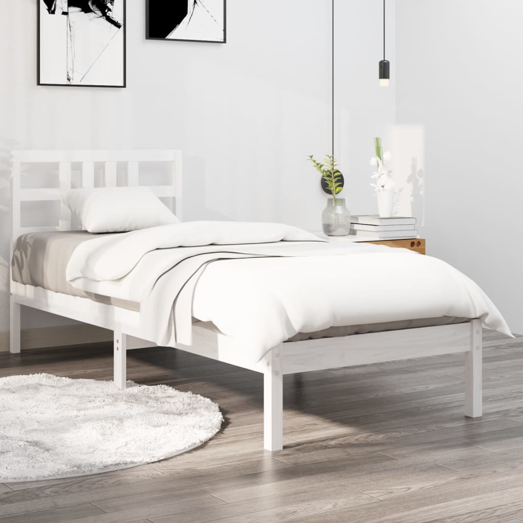 Cadre de lit sans matelas blanc 100x200 cm bois massif