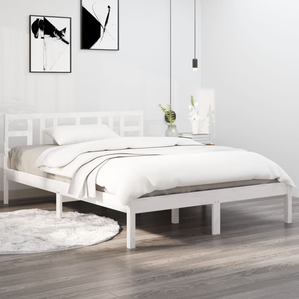 Cadre de lit sans matelas blanc 140x200 cm bois massif