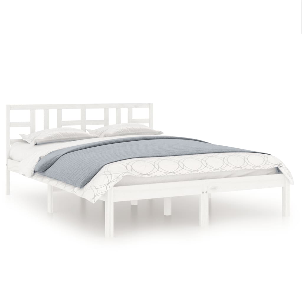 Cadre de lit sans matelas blanc 150x200 cm bois massif