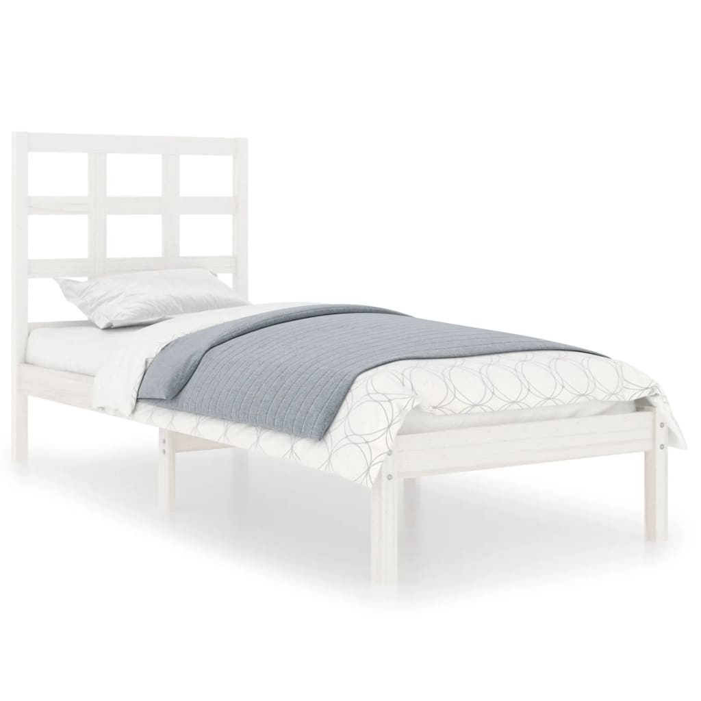 Cadre de lit sans matelas blanc 75x190 cm bois massif