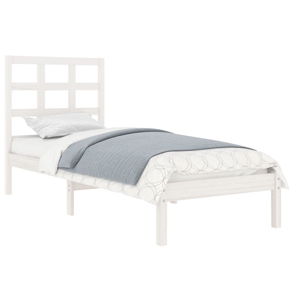 Cadre de lit sans matelas blanc 75x190 cm bois massif