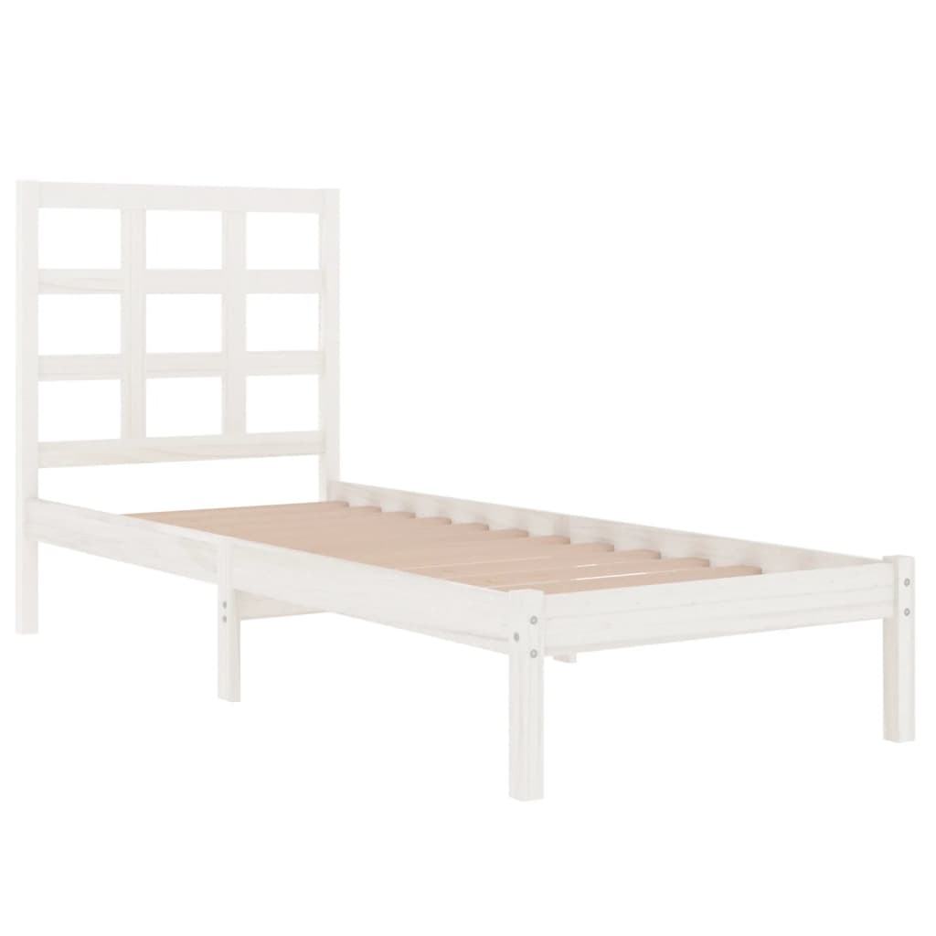 Cadre de lit sans matelas blanc 75x190 cm bois massif