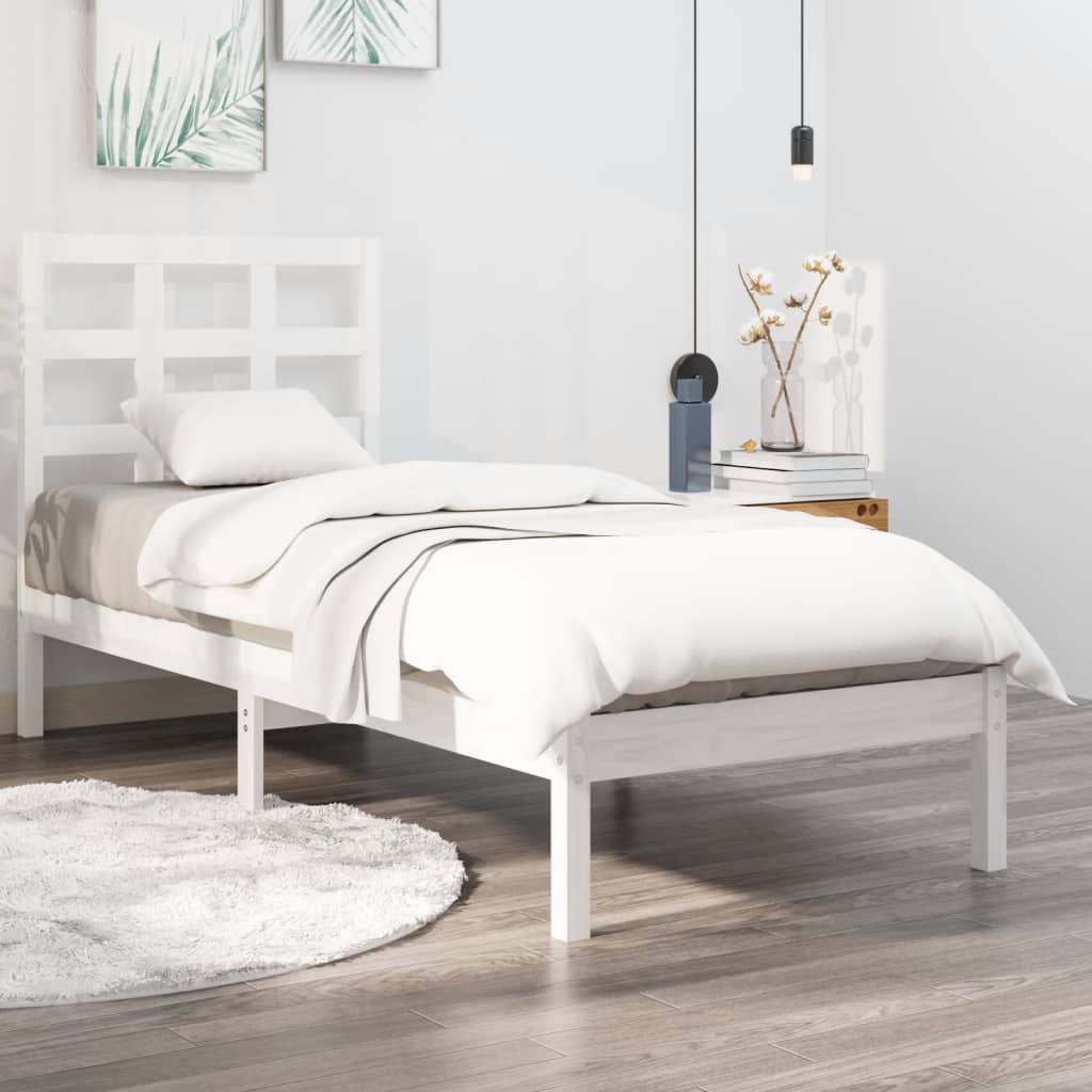 Cadre de lit sans matelas blanc 90x190 cm bois massif