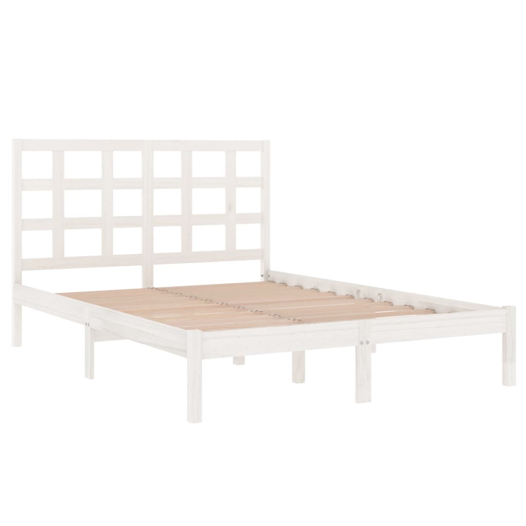 Cadre de lit sans matelas blanc 135x190 cm bois massif