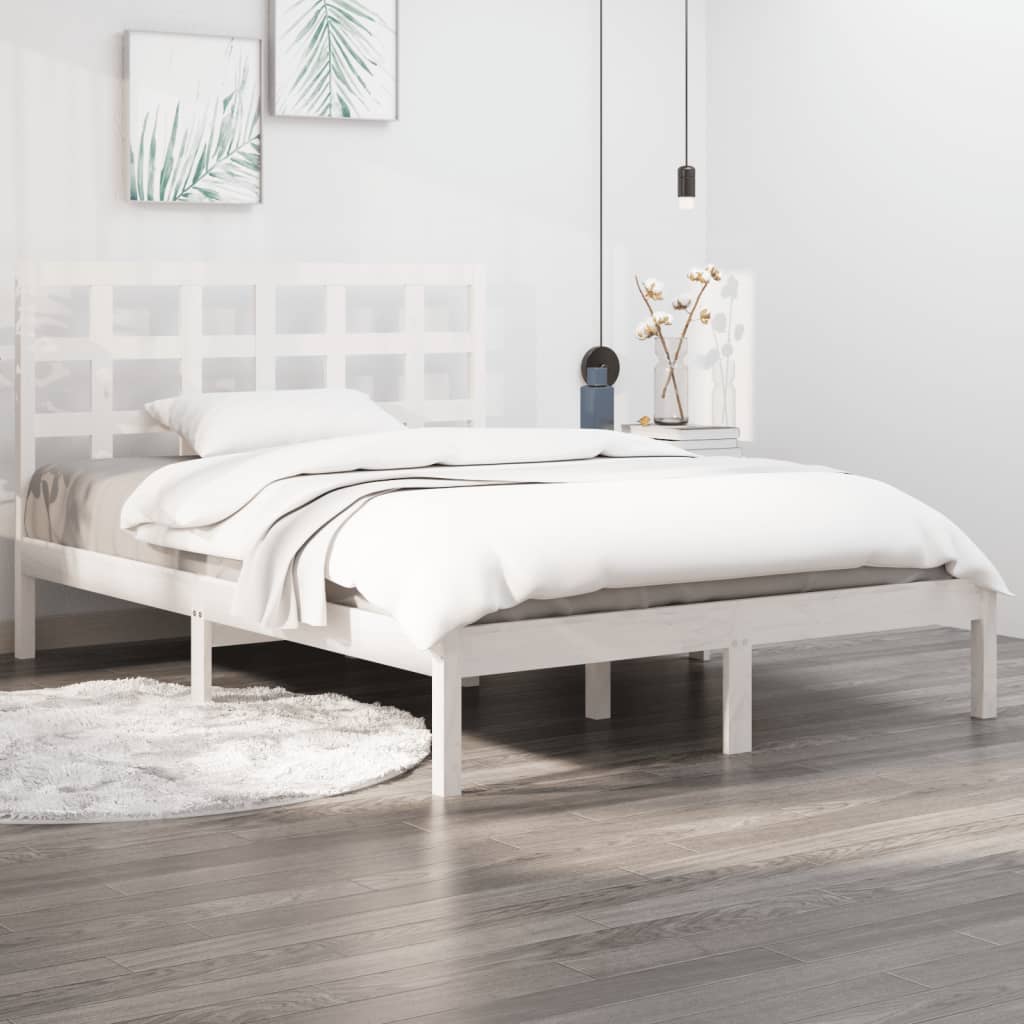 Cadre de lit sans matelas blanc 140x200 cm bois massif