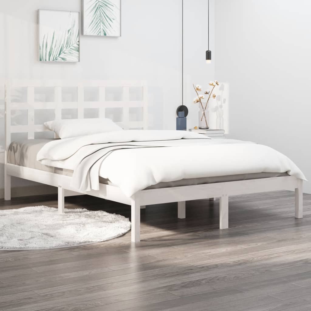 Cadre de lit sans matelas blanc 200x200 cm bois massif