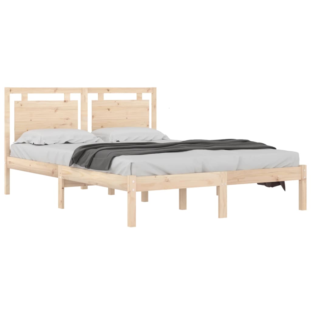 Cadre de lit sans matelas 135x190 cm bois massif