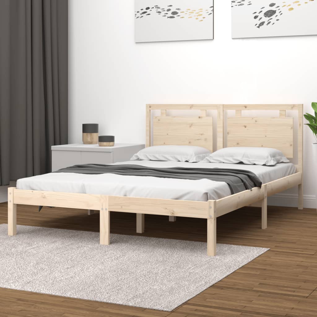 Cadre de lit sans matelas 135x190 cm bois massif