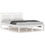 Cadre de lit sans matelas blanc 135x190 cm bois massif