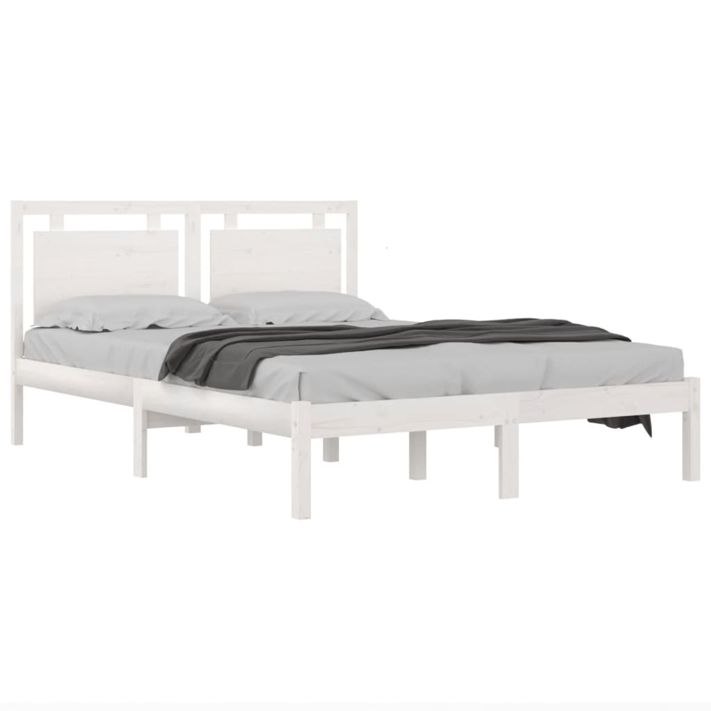 Cadre de lit sans matelas blanc 135x190 cm bois massif