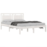 Cadre de lit sans matelas blanc 135x190 cm bois massif