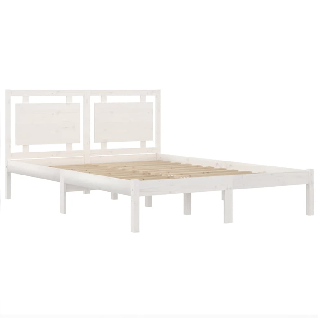 Cadre de lit sans matelas blanc 135x190 cm bois massif