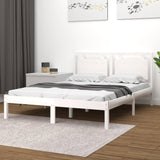 Cadre de lit sans matelas blanc 135x190 cm bois massif