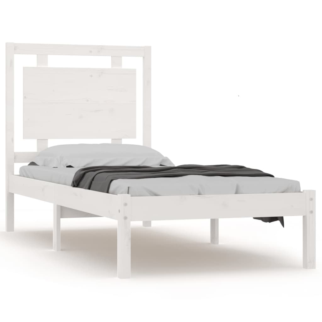 Cadre de lit sans matelas blanc 100x200 cm bois massif