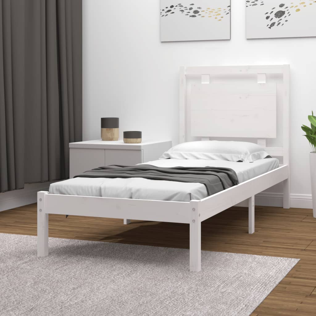 Cadre de lit sans matelas blanc 100x200 cm bois massif