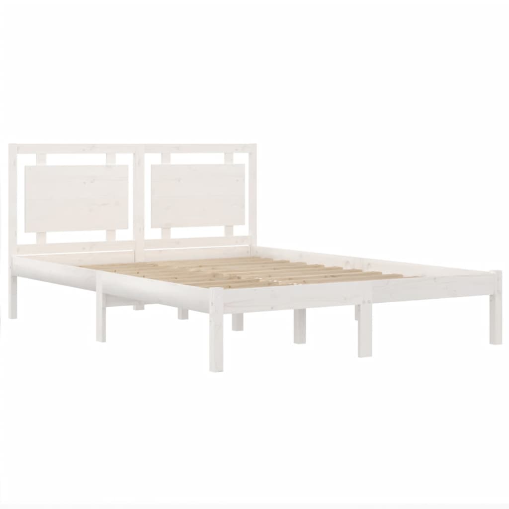 Cadre de lit sans matelas blanc 140x200 cm bois massif