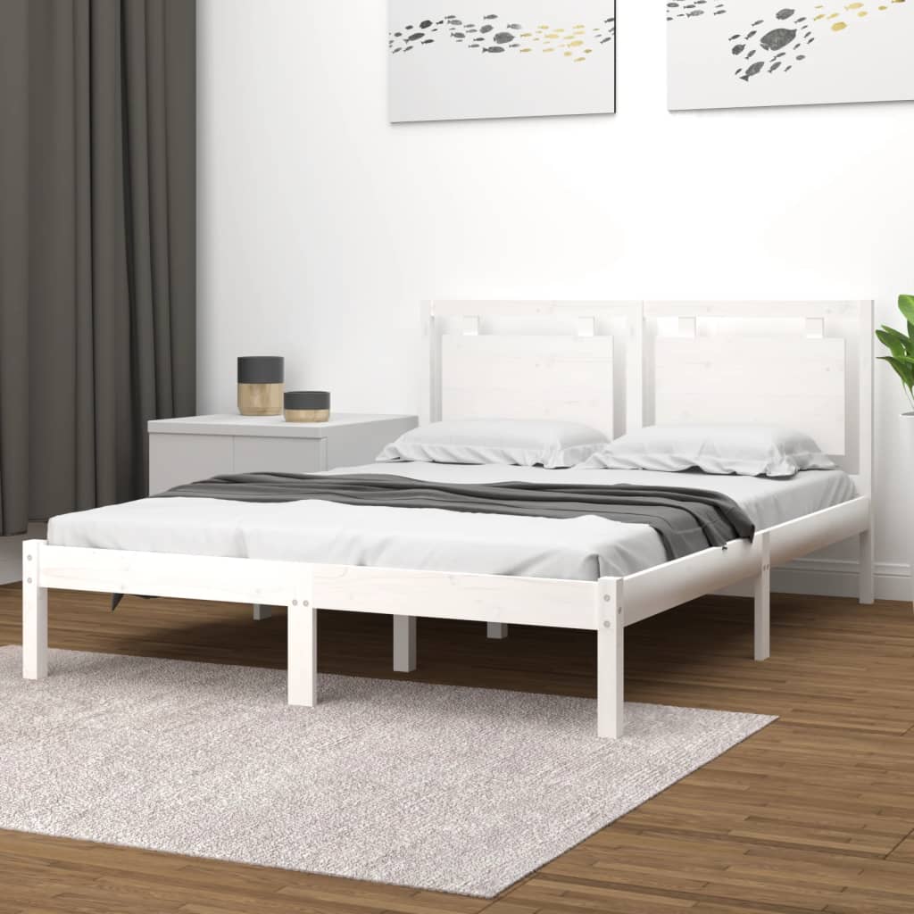 Cadre de lit sans matelas blanc 140x200 cm bois massif