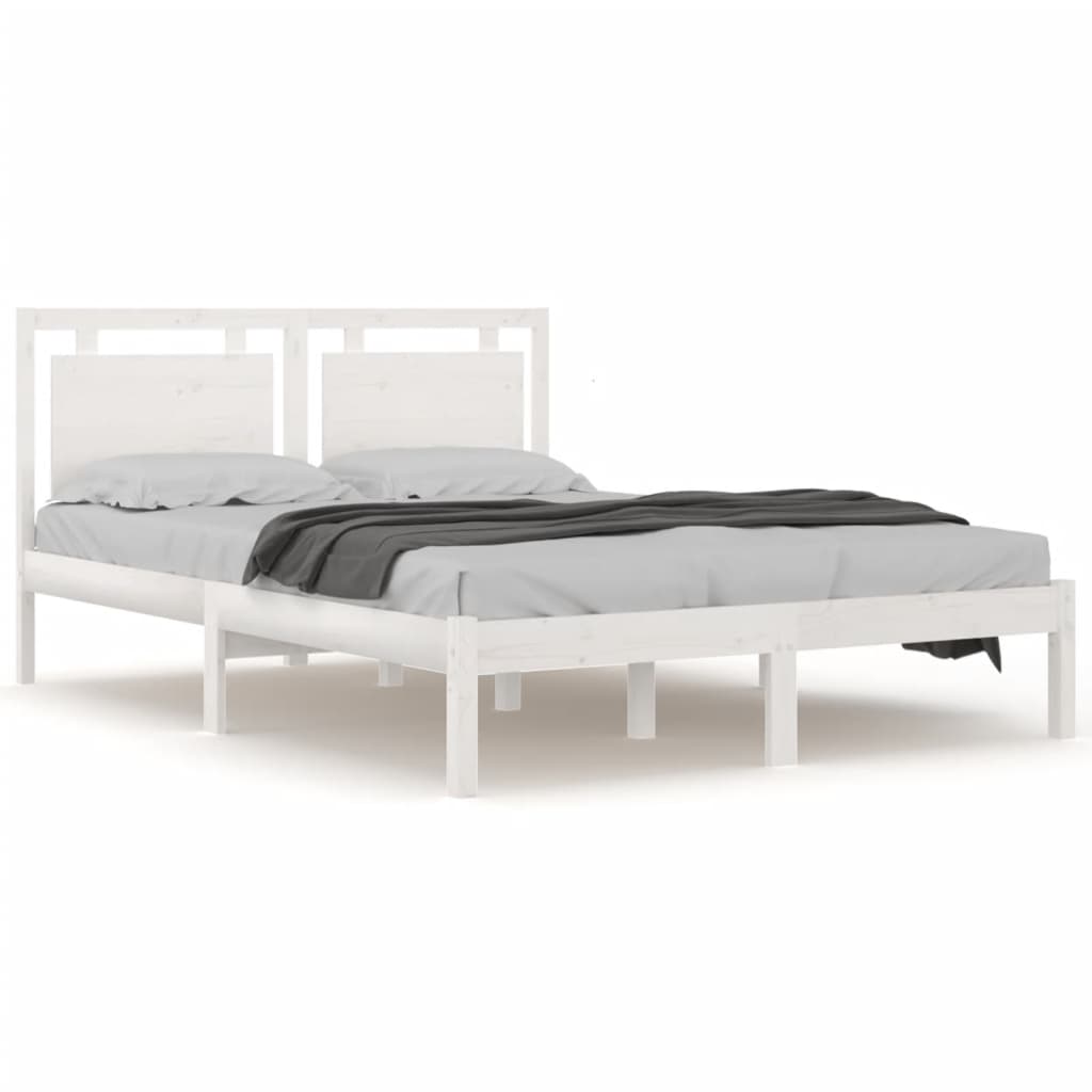 Cadre de lit sans matelas blanc 150x200 cm bois massif