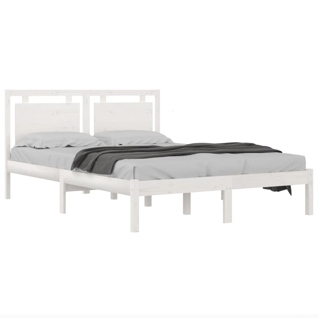 Cadre de lit sans matelas blanc 200x200 cm bois massif