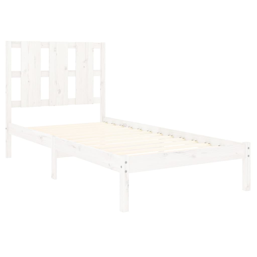 Cadre de lit sans matelas blanc 75x190 cm bois massif