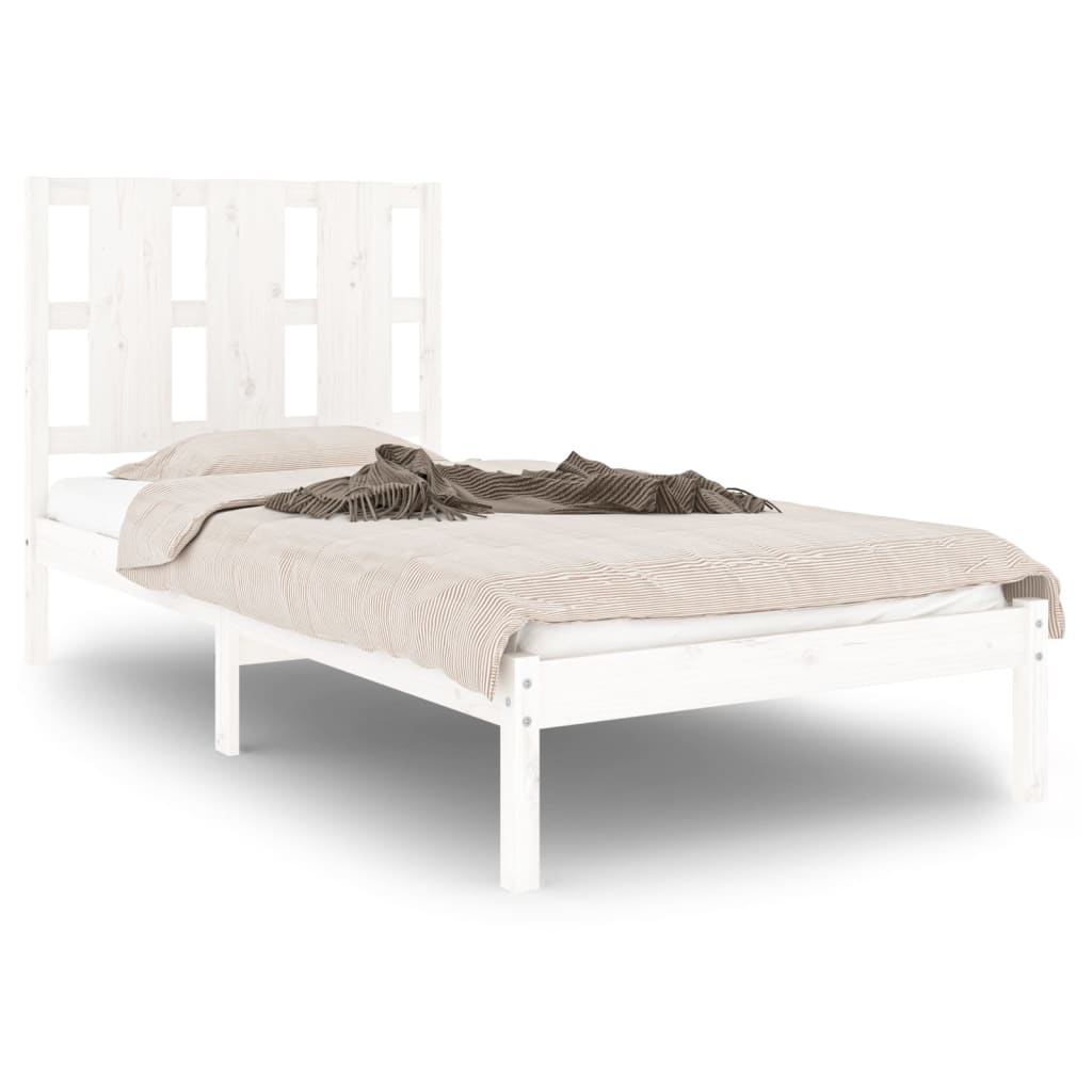 Cadre de lit sans matelas blanc 90x190 cm bois massif