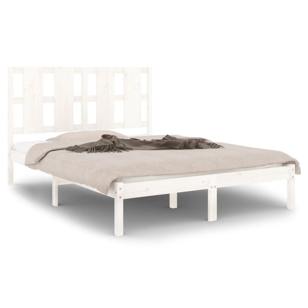 Cadre de lit sans matelas blanc 120x190 cm bois massif