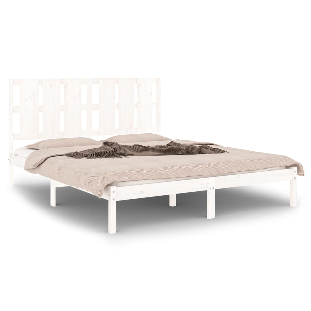 Cadre de lit sans matelas blanc 150x200 cm bois massif