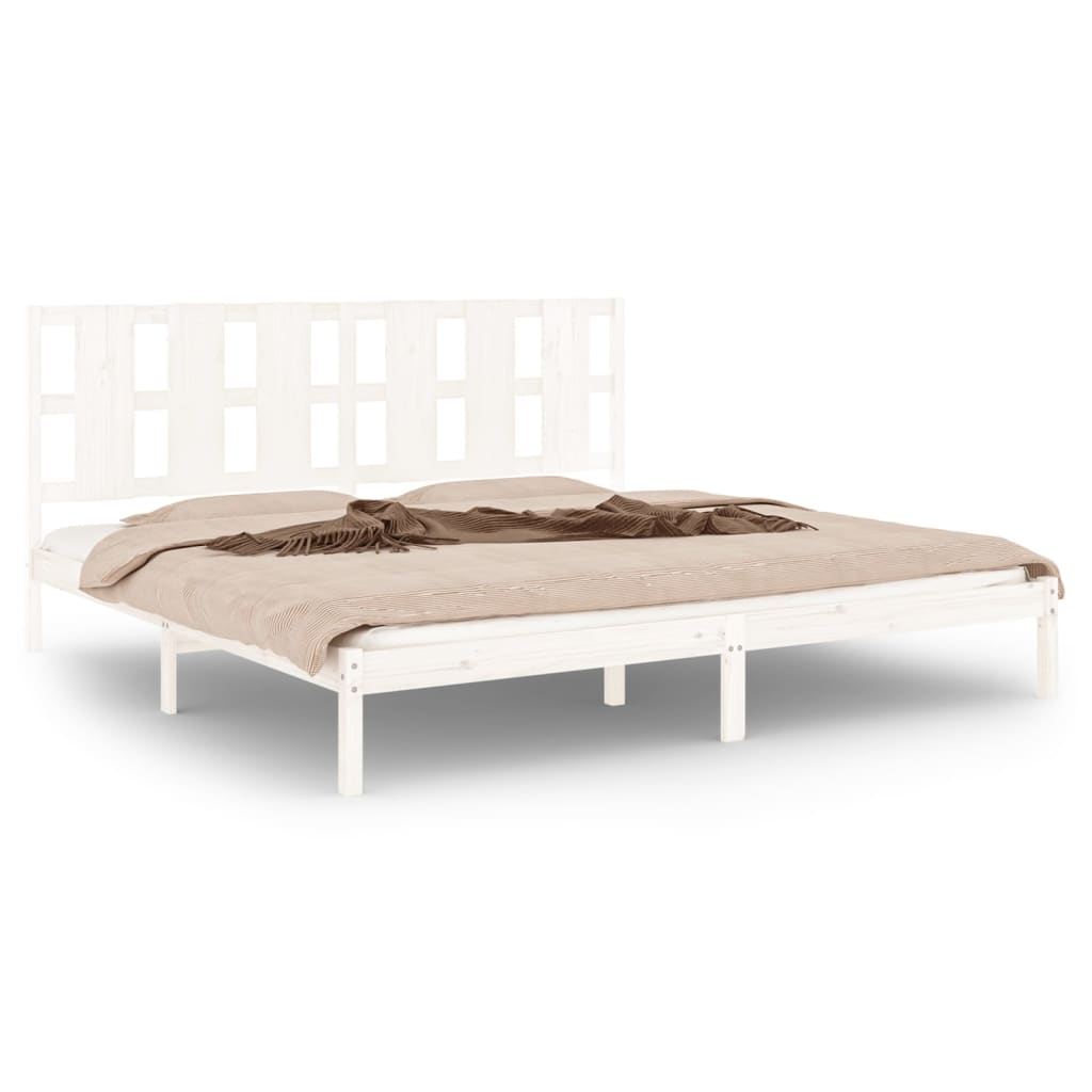 Cadre de lit sans matelas blanc 200x200 cm bois massif de pin