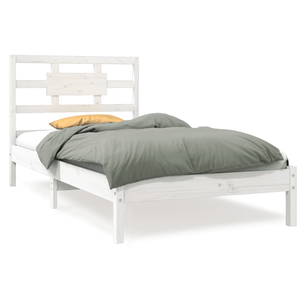 Cadre de lit sans matelas blanc 90x190 cm bois massif