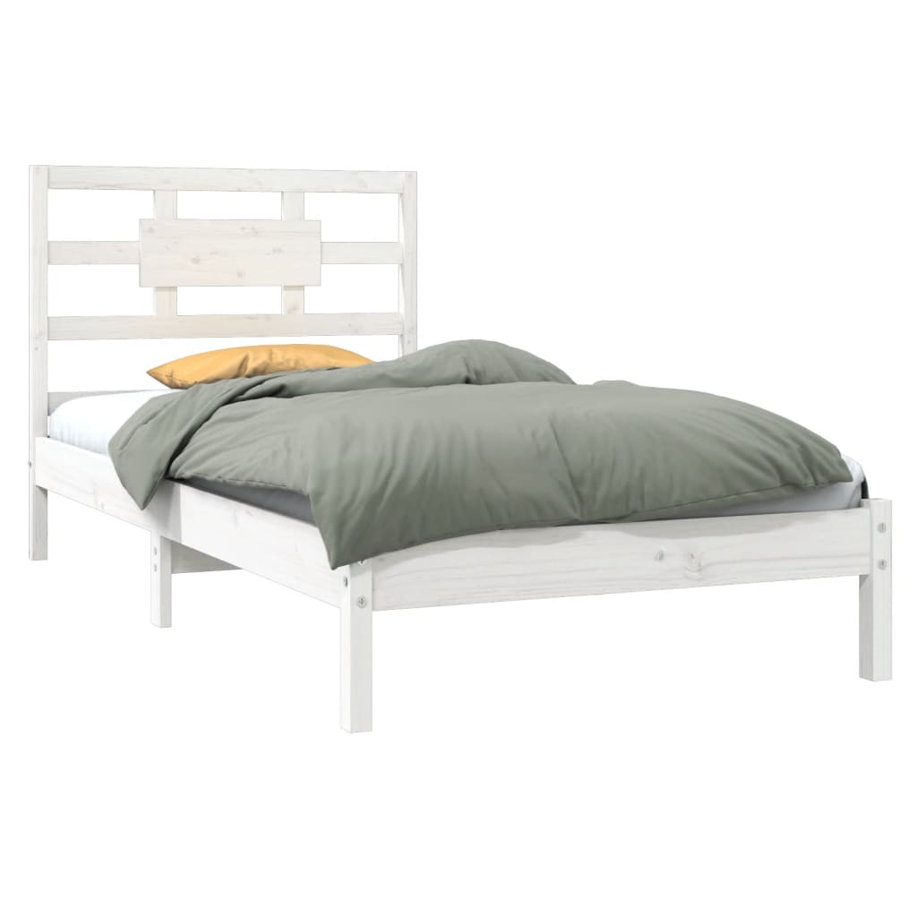 Cadre de lit sans matelas blanc 90x190 cm bois massif